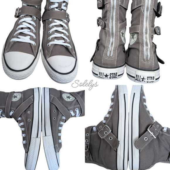 Converse 2012 XXHI 7 Multi Strap Grey Buckle Knee High Sneaker Boot M9 W11 RARE - Picture 8 of 15